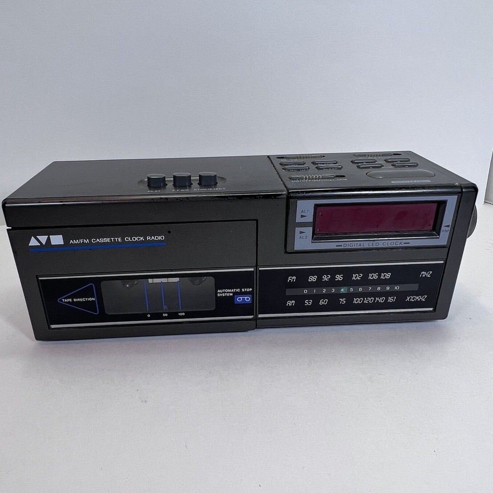 Vintage Sears Roebuck AM/FM Cassette Clock Radio Tape 225.23415 Tested Working